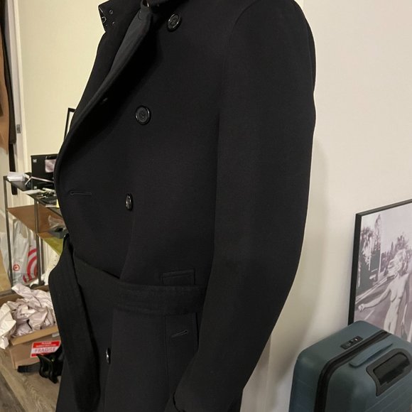 Burberry Wool Cashmere Trench Coat Black 50UK 50IT 40US - Picture 2 of 7